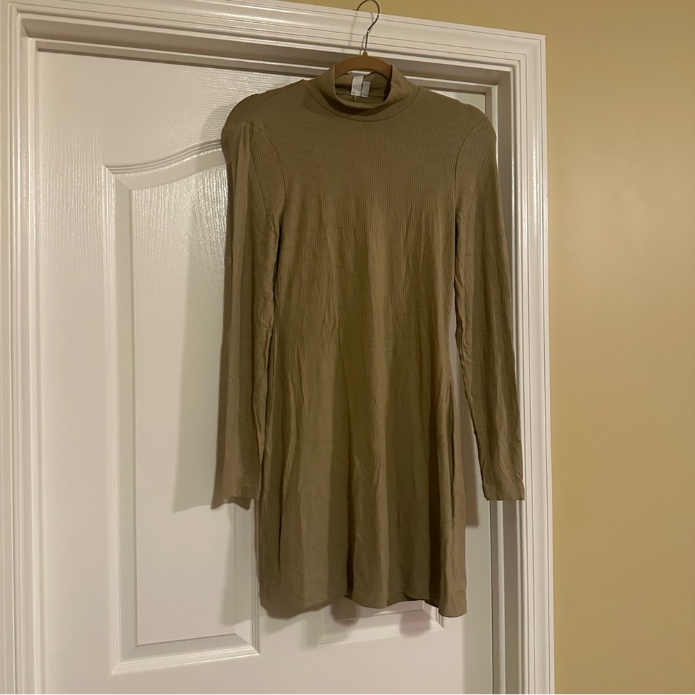 Elegant Tan Long Sleeve Dress